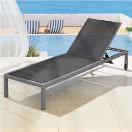 197cm Gardeon Sun Lounge Outdoor Lounger Patio Furniture Aluminium Wheels Pool Grey