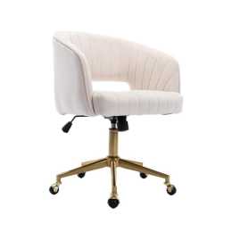 Acerra Velvet Swivel Home Office Chair -Beige