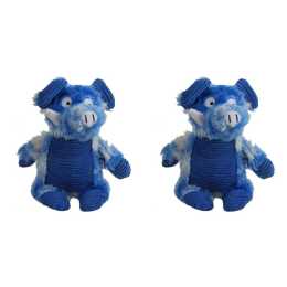 2x Pro Pet 30cm Squeaky Soft Plush Pig Dog Toy Interactive Squeaker Play Blue