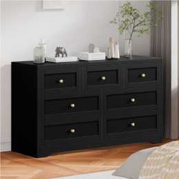 ALFORDSON 7 Chest of Drawers Dresser Hamptons (Black)
