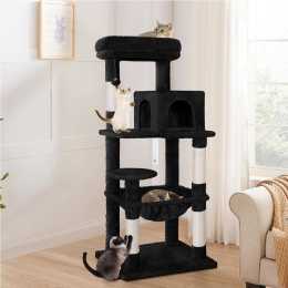 BEASTIE Cat Tree Scratching Post Scratcher Tower Condo House Furniture Wood 143 Black