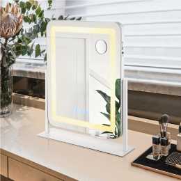 ACA Touch Crystal LED Vanity Tabletop Makeup Mirror Bluetooth 360 Rotation 50x40cm