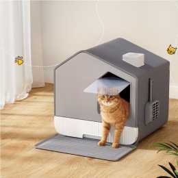 1 pcs i.Pet Cat Litter Box Large Tray Kitty Toilet Fully Enclosed House Hooded Scoop Mat Grey