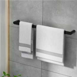 600mm Towel Rail Rack Holder Single Wall Mounted Stainless Steel Black