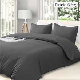 LINENOVA Hotel Quality Soft Quilt Cover Sets Duvet Cover Pillowcases Set All Size - 10 Colors Choice Double / Dark Grey