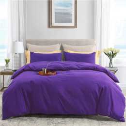 LINENOVA Purple Quilt Cover Set - Ultra Soft Microfiber Doona Cover Bedding Set Single