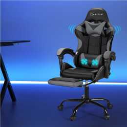 Artiss Gaming Chair 2 Point Massage Office Chairs Leather Recline Footrest Grey