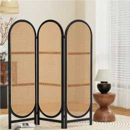 3 Panel Artiss Room Divider Screen 151x180cm Rattan Brown