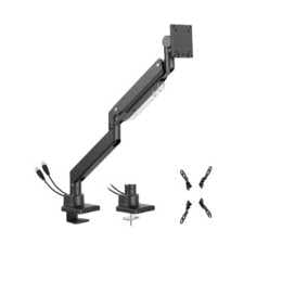 Brateck LDT80-C012UC SUPER HEAVY-DUTY GAS SPRING MONITOR ARM WITH USB-A AND USB-C PORTS For most 17'~57' Monitors, Matte Black(New)