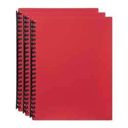 3PK Marbig 40-Pocket A4 Refillable Document/File Holder Display Book - Red