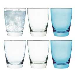 6pc Porto Estelle 300ml Glass Tumbler Water/Juice Drinking Cup Set Round Blue