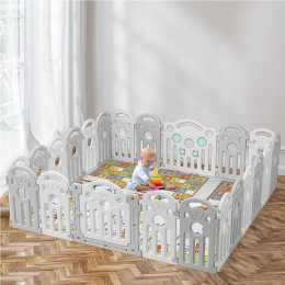 BoPeep Baby Playpen 22-Panel 192x192cm Toddler Safety Fence with Suction Cups