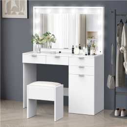 ALFORDSON Dressing Table Stool Set Makeup Mirror 12 LED Bulbs White