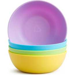 4PC Munchkin BPA-Free Plastic Multi Colourful Assorted High-Sided Bowl Set 6M+