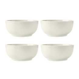 4pc Mikasa Cranborne Stoneware Everyday Dining Cereal Bowl Set, 15cm - Cream