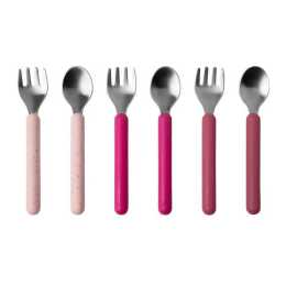 6pc Boon Chow Baby/Toddler Stainless Steel Utensils Pink/Magenta 18M+