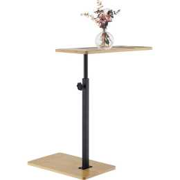 Bamboo Bathtub Caddy C-Shaped End Table Bathroom Table Freestanding Height Adjustable Bedside/Sofa Side/Couch Side Tables