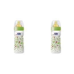 2x Chicco Nursing Baby Well-Being 250ml Feeding Bottle/Anti Colic Teat 2m+