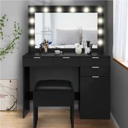 ALFORDSON Dressing Table Stool Set 5 Drawers Black