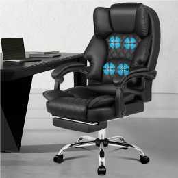 ALFORDSON Massage Office Chair with Footrest Black