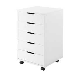 5 Drawer File Cabinet Mobile Filing Document Organiser Chest Home Office Storage Cupboard Printer Stand White 40x38x68cm