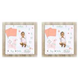 2x Little Haven Baby/Infant Cotton Muslin Milestone Blanket Wrap/Mat Llama 101cm