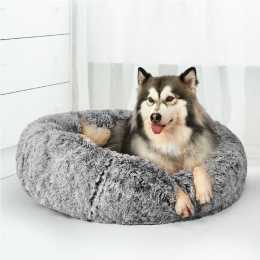 Pawz Pet Dog Calming Bed Cat Warm Soft Plush Washable Removable Cover Charcoal L(90cm x 27cm)
