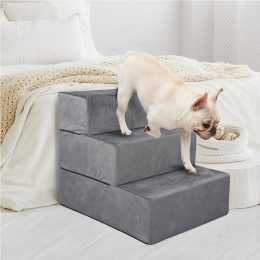Pawz Pet Stairs Memory Foam 3/4 Step Cat Ladder Washable Cover Ramp For Pup Play 3 Steps(45.7 x 53.5 x 47cm)