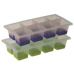 2PK Avanti 8-Cup Pop Square Ice Cube Tray Maker Freezer Mould/Mold Container Set
