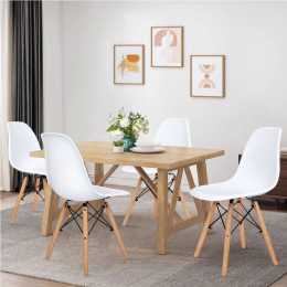 ALFORDSON 4x Dining Chairs Retro Solid Wood Steel White