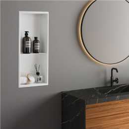 641 x 336 x 101mm Shower Niche Double Shelf Organizer No Tile Needed in White