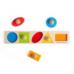 6pc Bigjigs Toys Shape Matching Board Kids Wooden Educational Play Toy 12m+