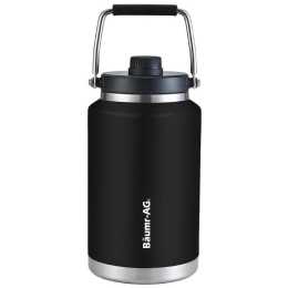BAUMR-AG 3.8L Double Wall Insulated Stainless Steel Water Bottle, Drink Jug with Handle, Black