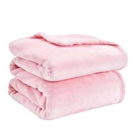 LINENOVA Flannel Fleece Blanket Cozy Soft Double/Queen Size Blanket - Pink