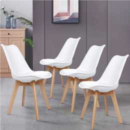 ALFORDSON Dining Chairs Set of 4 Wooden PU Leather White