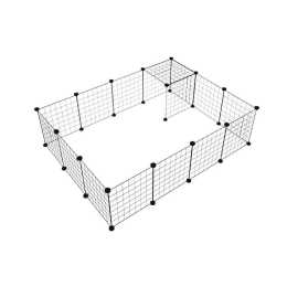 Pet Playpen Foldable Metal Pet Cage Enclosure Puppy Fence 16 Panels with Connection Clips for Small Animal Puppy Rabbit Kitten Turtle Indoor Outdoor Black