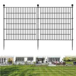 SpringUp 10 Panels No Dig Garden Fence for Outdoor Yard Decorative Animal Barrier Fencing Rustproof Metal Wire Panel Border for Dog Rabbits Patio Temporary Ground Stakes