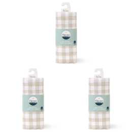 3x Little Haven Brushed Cotton Natural Check Soft Cozy Baby Wrap Blanket 100cm
