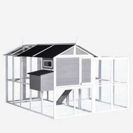 YES4PETS Grey XXXXL Chicken Coop Rabbit Guinea Pig Hutch Ferret Hen Cat Bird House