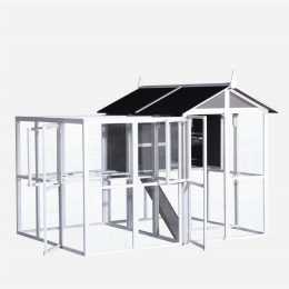 YES4PETS Grey XXXL Chicken Coop Rabbit Guinea Pig Hutch Ferret Hen Cat Bird House