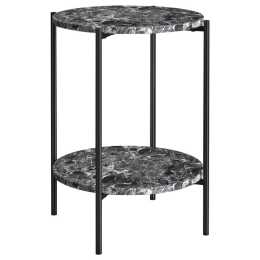 ALFORDSON Side Table Sofa Round Marble Shelf Grey