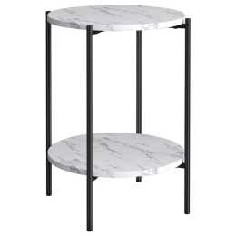 ALFORDSON Side Table Sofa Marble Shelf Black