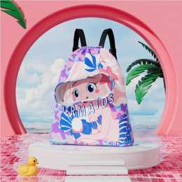 Kid's Waterproof Swimming Bag Dry Wet Separation Beam Mouth Backpack-Purple S