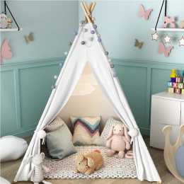 135cm with Hair Ball Large Kids Teepee Play Tent Indoor House Children Wigwam Toys
