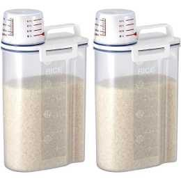 Asvel Rice Container Bin with Pour Spout Plastic Clear 2kg(2 Pack)
