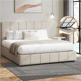 Oikiture Bed Frame Double Size Beds Platform Gas Lift Storage Base VISH