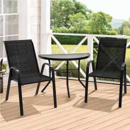 ALFORDSON 3PCS Outdoor Furniture Patio Table and Chairs Garden Bistro Set Black