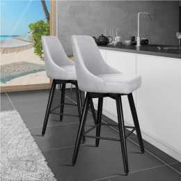 2x ALFORDSON Bar Stools Metal Swivel Light Grey