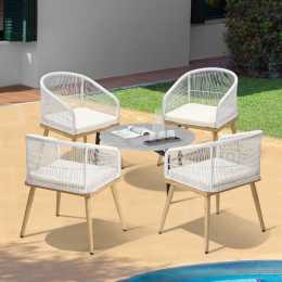 Livsip 5 Piece Outdoor Patio Setting Bistro Set Lounge Furniture Sets 70cm Table