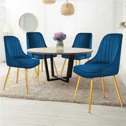 ALFORDSON 4x Dining Chairs Kitchen Accent Lounge Padded Tufted Seat Velvet Blue